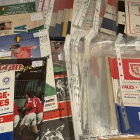 Wales Home International Football Programmes: Majority homes but aways at 86 Finland, 87 Russia and more. Mainly full internationals but also a few Schools, Amateur and Under 23s etc. Excellent condition with instructions to sell. (150)