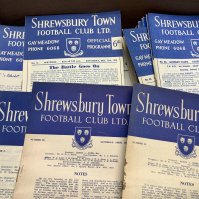 Shrewsbury Town Home Football Programmes: 16 from the 50s including 51/52 Southend Port Vale Bristol City, 52/53 Watford, We estimate there are a further 90 spanning the 60s decade plus additionally some 70s. Mainly very good with duplication. (est 150+)