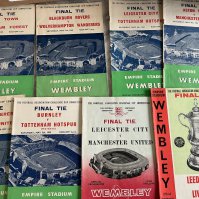 Big Match Football Programmes: 36 x  FA Cup finals include 1957 to 1965 inclusive and 1996. There are finals for Vase, Trophy, Charity Shields, FA Cup Semis, European Finals, League Cup finals and even a 48/49 Tottenham handbook. Good content of Manchester United. Large box.