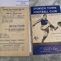 1940s Ipswich Town v Norwich City Reserves Football Programmes: 46/47 team changes and 49/50 both very good. (2)