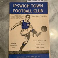 49/50 Ipswich Town v Tottenham Reserves Football Programme: Football Combination match in excellent condition dated 27 8 1949 with no team changes.