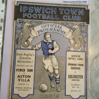 38/39 Ipswich Town Reserves v Colchester United Football Programme:Excellent condition end of season friendly dated 5 5 1939 with application for 39/40 season ticket inside. No team changes.