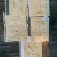 Ipswich Town Single Sheet Practice Match Football Programmes: 17 8 1957 sof, 16 8 1958 writing and folding, 13 8 1960 Very good with no writing, 19 8 1963 folding, 17 8 1964 team changes. Hard to obtain large single sheets. (5)