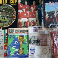 1966 World Cup Football Memorabilia: Some nice books and autobiographies of England players including signed dedicated Hurst, magazines and a tournament brochure programme signed inside by German referee Rudolf Kreitlein who famously sent off Argentinas Rattin v England. A few lesser condition items including ticket from Goodison Park, Ticket information, England player Typhoo cards and more. 