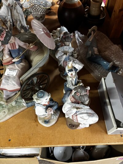 A collection of lladro figures and Nao figures (some damage) NO RESERVE