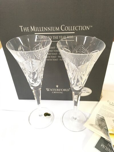 6 Boxes Containing Waterford Crystal, The Millennium Collection Champagne Glasses . 12 Glasses In Total. (6).