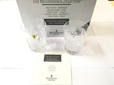 9 Boxes Containing Waterford Crystal, The Millennium Collection Old Fashioned Tumblers. 18 Tumblers In Total.(9)