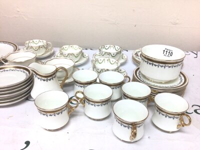 A Collection of early 20th century English porcelain part tea sets made by George Jones including decorative side plates and few minor hairline cracks otherwise no obvious damage or restoration.
