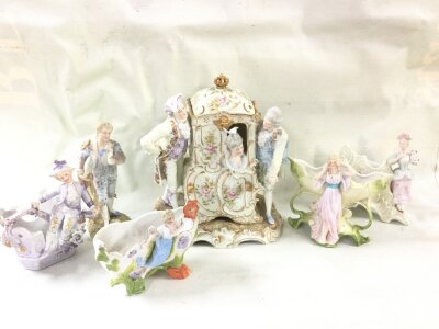 A collection of bisque figures, tallest 22cm