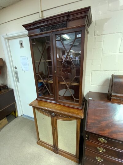 A Victorian glazed no mirrored bookcase/cabinet. 200cm x 84cm NO RESERVE
