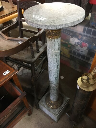 A French gilt bronze and marble pedestal, approx height 108cm.