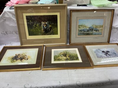 a collective lot of 5 framed David Shepherd prints NO RESERVE