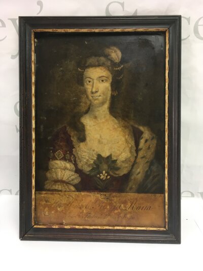 A portrait painting of Princess Maria consort to Fredrick, Prince of Hoefs, approx 27cm x 37cm.