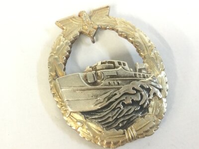 A 1st pattern E-Boat badge maker marked Schwerin Berlin 68