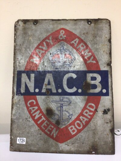 A Double sided. enamel Military Sign The Canteen board circa 1920. 61x45cm