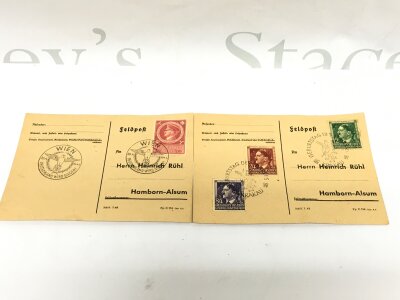 Two German 1944 postcards with WIEN DEUTSCHLAND WIRD SIEGEN! postage stamps. No reserve