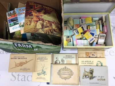 Two boxes of cigarette cards and trading cards, loose and in albums. Includes many complete sets. NO RESERVE