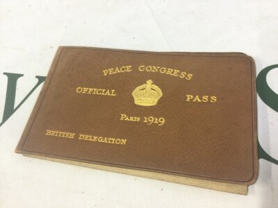 A peace congress wallet Paris 1919 British Delegation