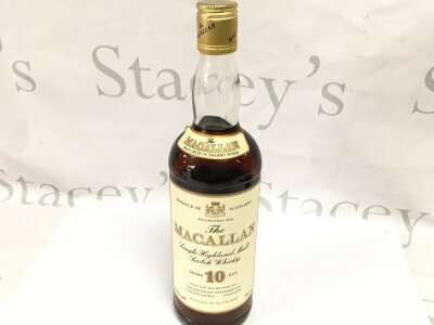 A vintage bottle of Macallan 10 year old whisky 75cl. Sealed with good level.