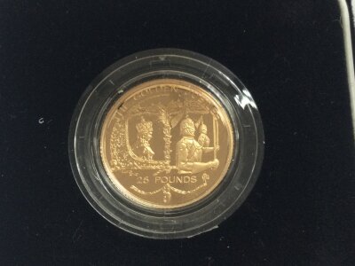 Gold proof £25 coin with COA