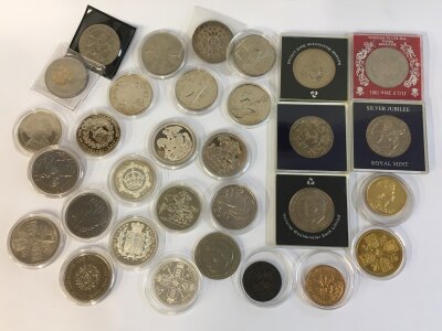 A 1937 retrospective silver wreath crown and other coinage including some silver examples.
