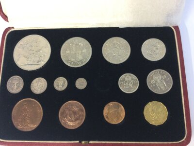 1951 cased specimen set with one coin missing.