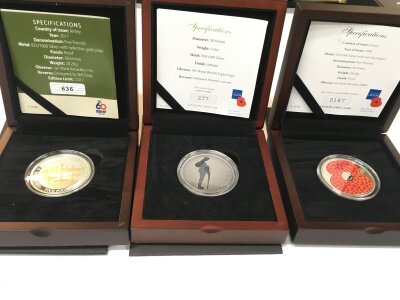 3 Cased Silver Coins.