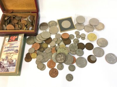 A collection of circulated coinage including a 1888 crown.