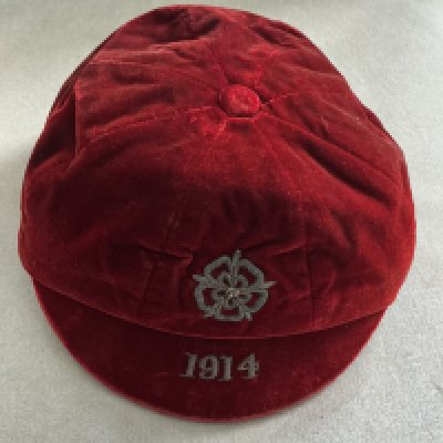 England 1914 Full International Football Cap: Good condition red cap awarded to goalkeeper Sam Hardy for match v Wales at Ninian Park.