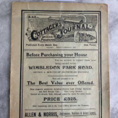 1910 - 1911 Fulham v Hull City Football Programme: Fair/good condition league match with no team changes although spine is completely split. Score noted inside and number written to front cover.
