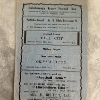 49/50 Gainsborough Trinity v Hull City Football Programme: Good condition Midland League 4 page programme with no team changes.
