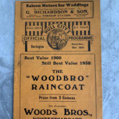 1938 - 1939 Hull City v Darlington Football Programme: Excellent condition first team programme with no team changes.