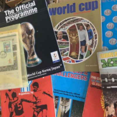 World Cup Football Memorabilia: From 1970 there is a coin collection, books, programmes, complete FKS sticker book. Other more recent World Cups covered with various publications. (29)
