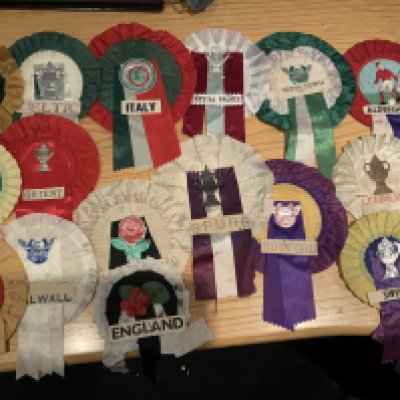 Football Rosette Collection: Includes Orient Brazil Wolves Everton Spain Millwall Manchester United + City Aldershot Sweden Leeds Yeovil Leicester Wembley 1969 West Ham Peter Osgood and many more. (50+)