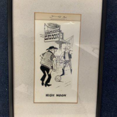 Alan Ashman Original West Brom Football Artwork: Given to Alan in 1971 by the cartoonist Jon who published this drawing which hinted at a rift between Alan and chairman Jim Gaunt. Alan found out he was sacked by a waiter in Greece. COA to rear from Laurie Rampling club historian and photographer who obtained direct from the family.
