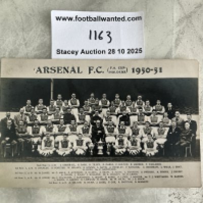 1950 - 1951 Arsenal Football Postcard: Original postcard of team group and staff with the FA Cup. Very good.