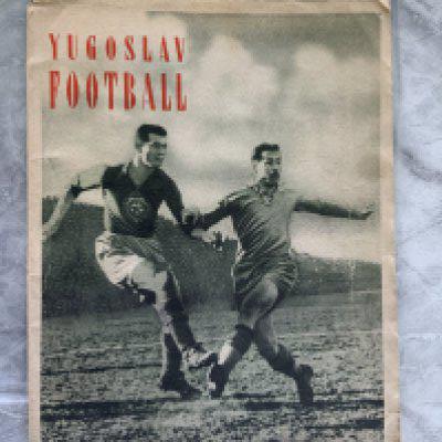 1950 Yugoslavia Football Book Gift v England: Gifted to the English FA from the Yugoslavia FA whilst playing at Arsenal for the Full International. Not thought to be commercially available this quality soft cover is written in English with numerous pictures and explains in depth about the countries football. Slight crease. Very rare.