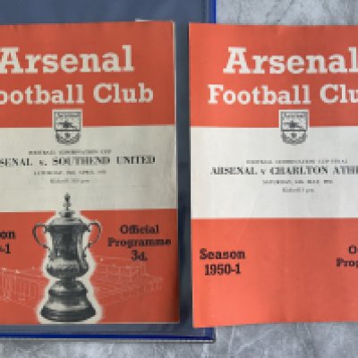 50/51 Arsenal Complete 1st Team + Reserves Football Programmes: Home programmes with all 23 first team plus 23 from the Football Combination + Cup including final. Majority good. (46)