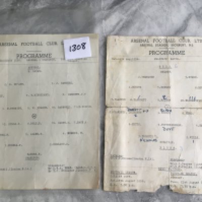 56/57 Arsenal Single Sheet Football Programmes: Good condition South East Counties match dated 1 12 1956 v Charlton and poor condition practice match dated 11 8 1956. (2)