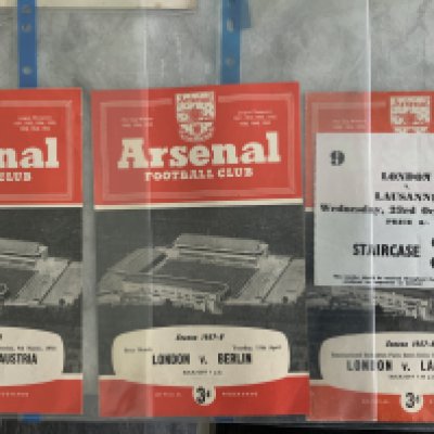57/58 Football Programmes Of Matches Played At Arsenal: London v Lausanne with ticket plus London v Berlin Boys and England v Austria Youth. (4)