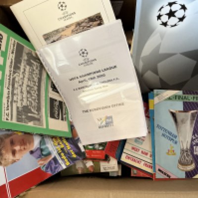 British Club v Europe Club Football Programmes: Played in Britain to include many different clubs. Good Modern Tottenham and Liverpool large scale programmes. Excellent. (180)