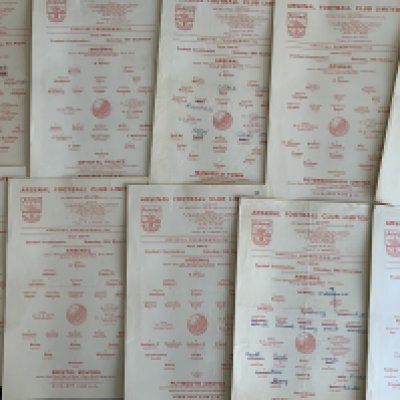 63/64 Arsenal Reserves + Youth Football Programmes: Home programmes with a possible complete 17 Football Combination plus a pre season match v Cambridge City. There are 3 Metropolitan League, SE Counties semi + final, SJFC, 2 FA Youth Cup and a London Youth Cup. London Boys v Birmingham Boys comes with ticket. Majority good with some rare issues. (29)