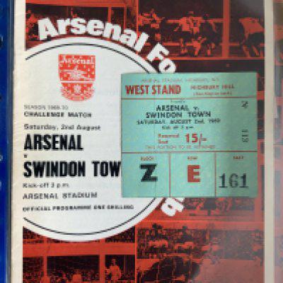 Arsenal 69/70 Football Programme + Ticket Collection: 32 1st team homes with accompanying tickets. Includes Manchester United, Fairs Cup Final, Omonia, and other European opponents. (64)