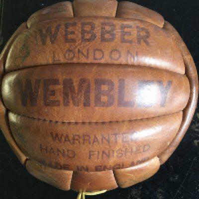 60/61 Tottenham + Walthamstow Original Signed Football: Original Webber of London brown laced football in excellent condition. Many autographs of the double team and Amateur Cup winners. Tottenham include White Henry Smith Norman Jones Baker Dyson and manager Nicholson. Comes in case that could have been presented in that reminds us of an old record box.