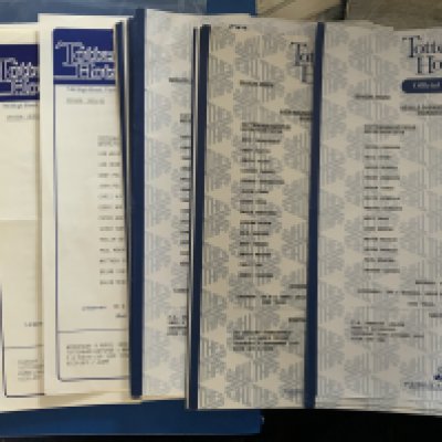 Tottenham Reserve Home Football Programmes: Unwritten nearly all coloured A4 sheets from the late 80s and early 90s. Excellent condition. (50)