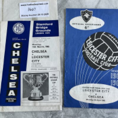 1965 League Cup Final Football Programmes: Both legs of the Chelsea v Leicester City finals. Very good with no writing. Leicester home has slight fold. (2)