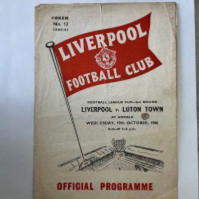 60/61 Liverpool v Luton League Cup Football Programme: Fair/good condition 1st division programme with no team changes. Folding. Token intact. First ever match for Liverpool in the League Cup a competition they have won more than any other team.