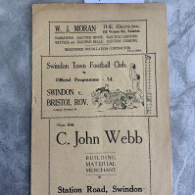 37/38 Swindon Town v Bristol Rovers Football Programme: 3rd Division South match in excellent condition with no team changes.