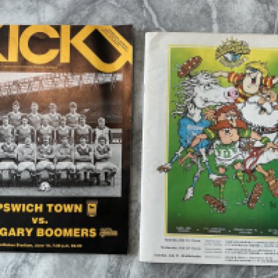 Ipswich USA Tour Football Programmes: 1981 Calgary Boomers and 1982 Tampa Bay. Very good. (2)