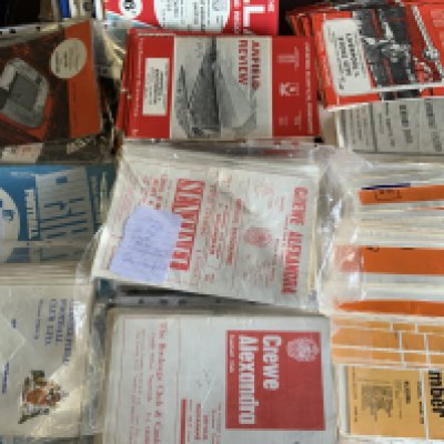 1960s Football Programmes: Wide range with good selection of Crewe and Liverpool with a set of Manchester United homes from 65/66 including the Charity Shield and a set of Crewe homes from 61/62. Over 500 from the 60s plus some early 70s Cambridge United and Liverpool. Instructions to sell. (est 650)